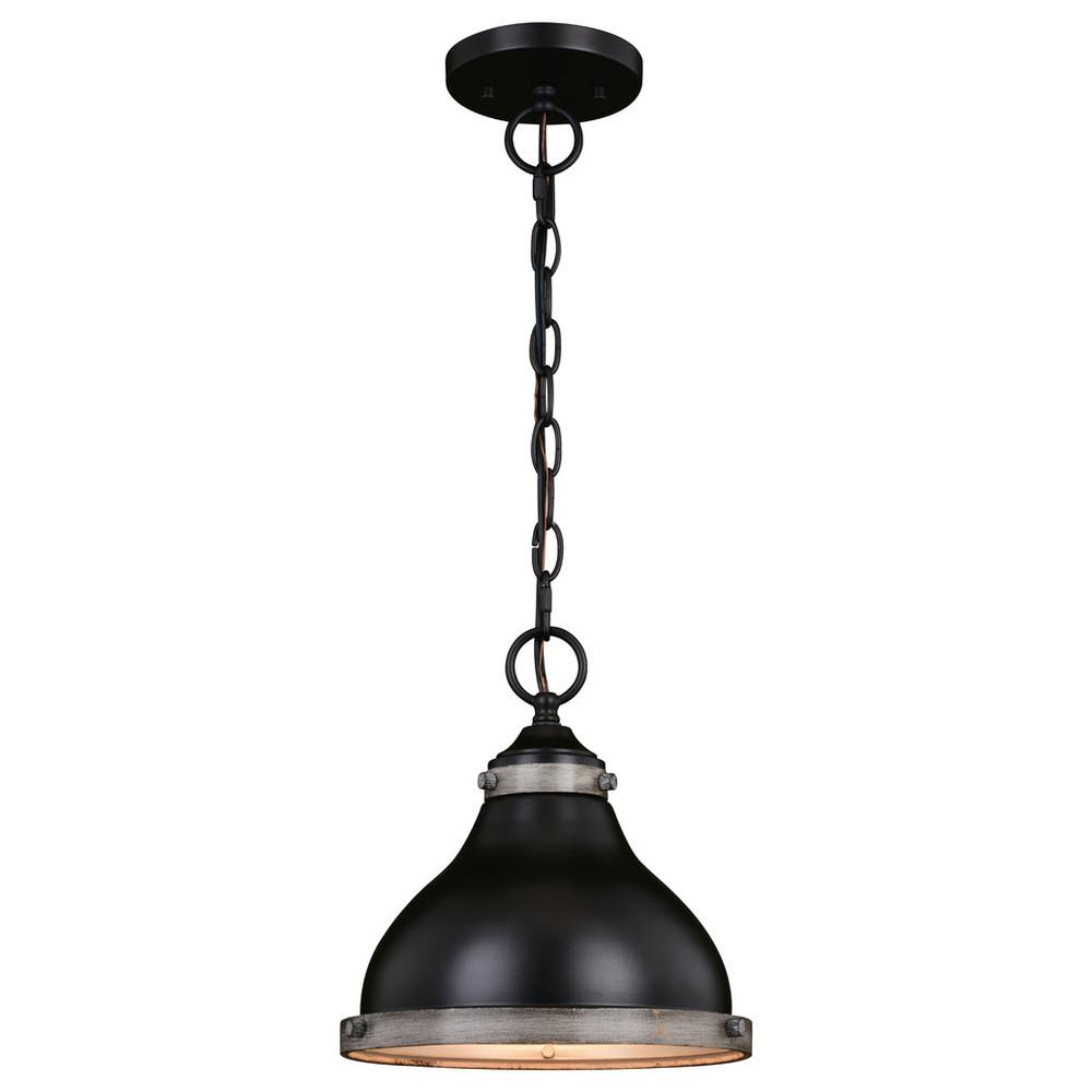 Sheffield 10-in. Pendant New Bronze and Distressed Ash with Light Silver Inner