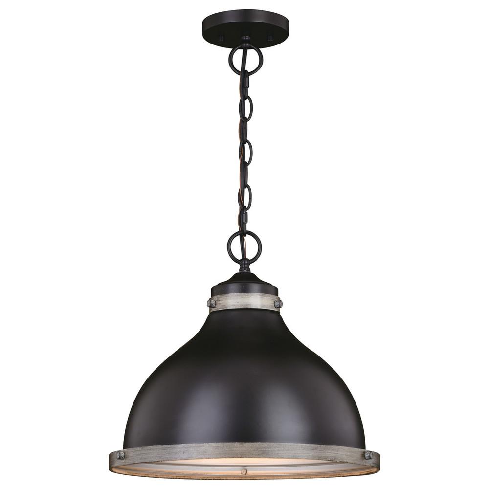 Sheffield 15-in. Pendant New Bronze and Distressed Ash with Light Silver Inner