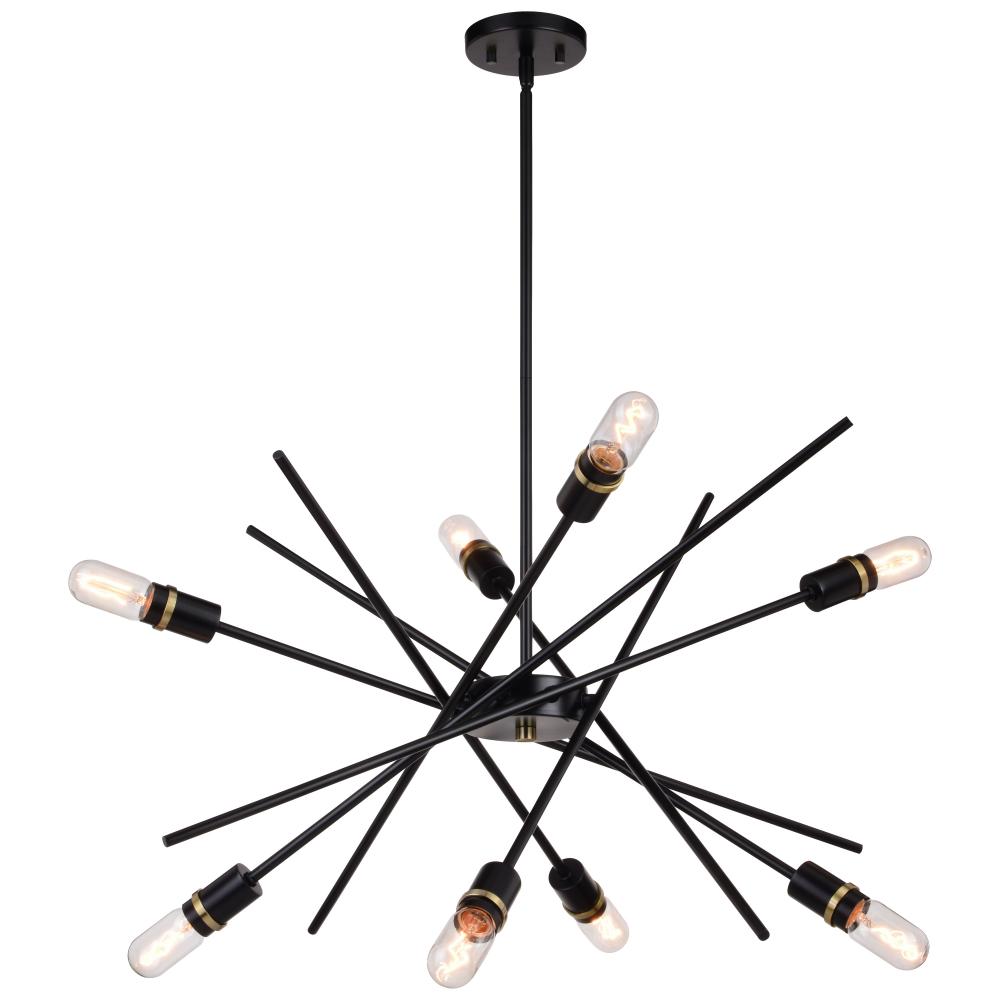Halsted 29.25-in 8 Light Pendant Black and Satin Brass