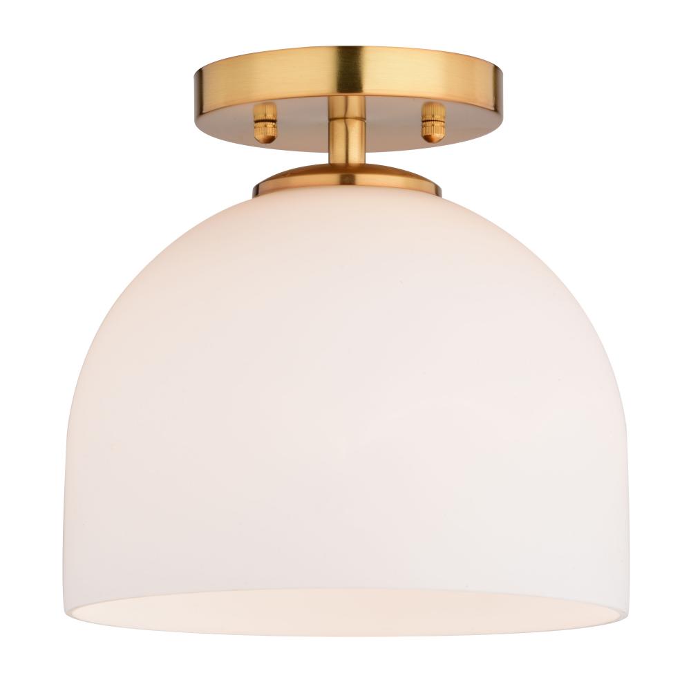 Shelby 9.25-in. 1 Light Semi-Flush Mount Natural Brass