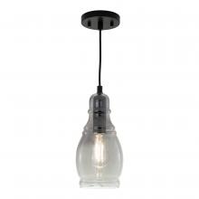 Vaxcel International P0377 - Millie 11.75-in.H Mini Pendant Matte Black with Smoke Glass