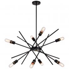 Vaxcel International P0391 - Halsted 29.25-in 8 Light Pendant Black and Satin Brass