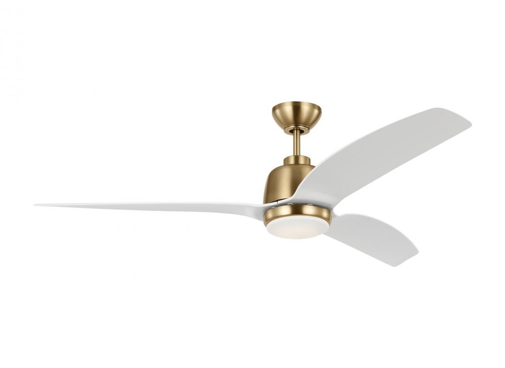 Avila 60 LED Ceiling Fan in Satin Brass with Matte White Blades and Light Kit