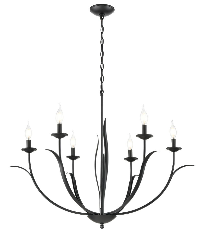 Charlize 33.75" Wide 6-Light Chandelier - Matte Black