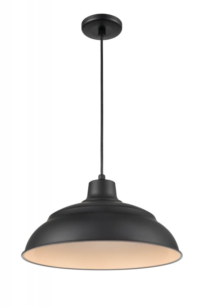 R Series 1-Light Cord Hung Warehouse Satin Black