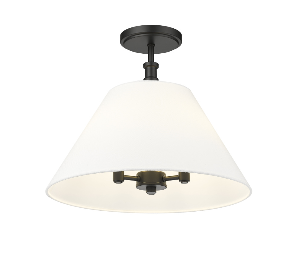 Adorra 16" Wide 3-Light Semi Flush - Matte Black