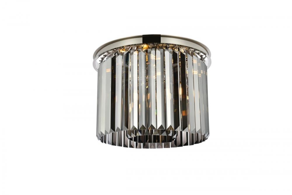 Sydney 6 Light Polished Nickel Flush Mount Silver Shade (Grey) Royal Cut Crystal