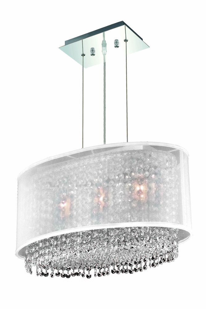 1692 Moda Collection Hanging Fixture w/ Silver Fabric Shade L21in W12.5in H11in Lt:3 Chrome Finish (