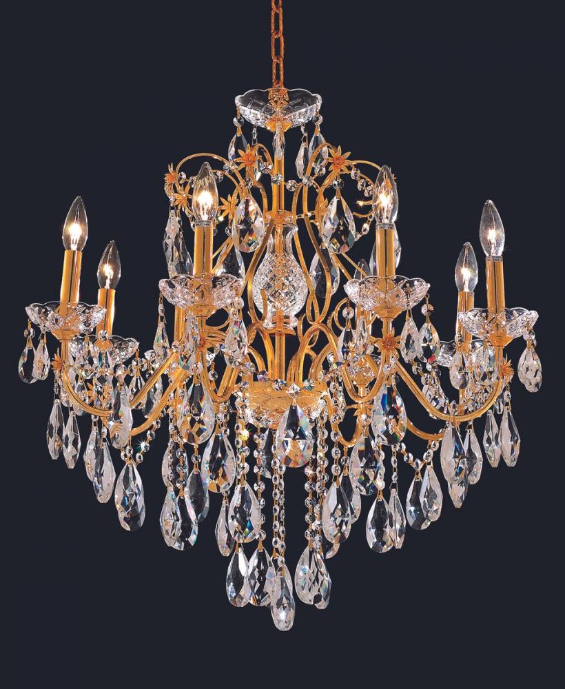 St. Francis 8 Light Gold Chandelier Clear Royal Cut Crystal