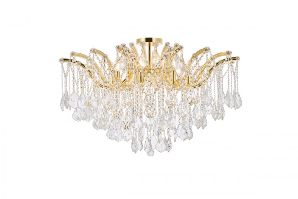 Maria Theresa 8 Light Gold Flush Mount Clear Royal Cut Crystal