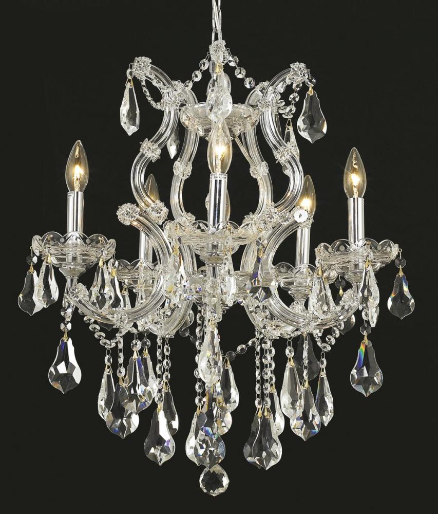 Maria Theresa 6 Light Chrome Chandelier Clear Royal Cut Crystal