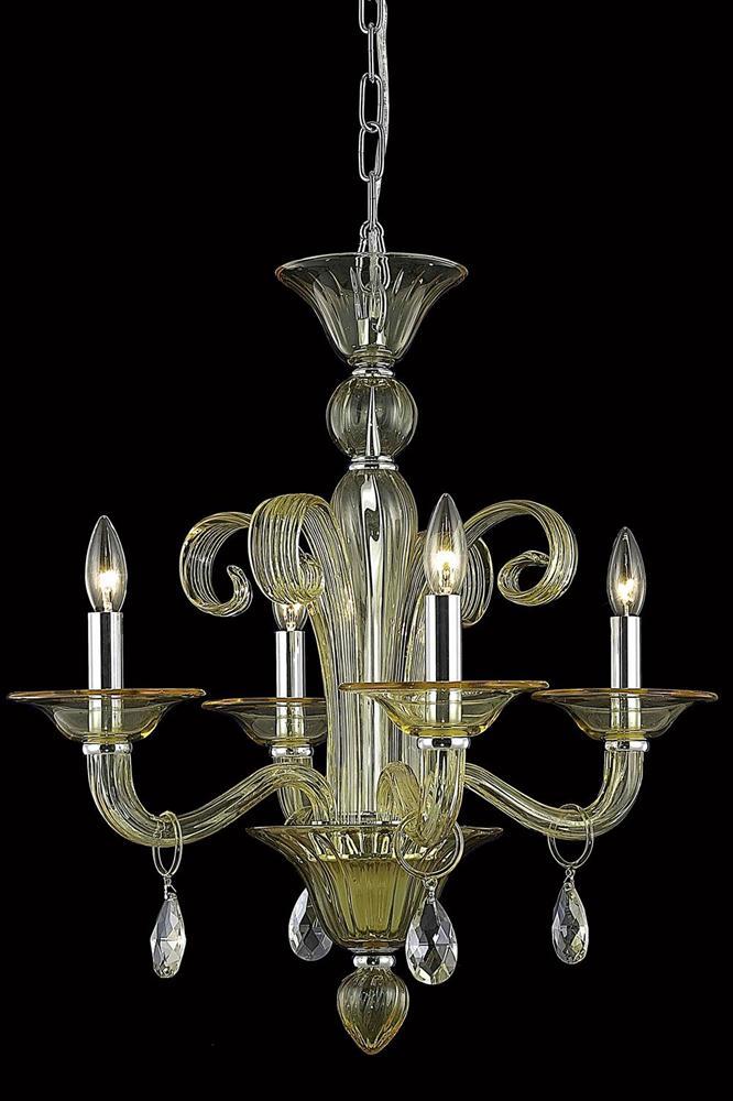 Muse Collection Chandelier D22in H23in Lt:4 Yellow Finish (Royal Cut Golden Shadow Cr