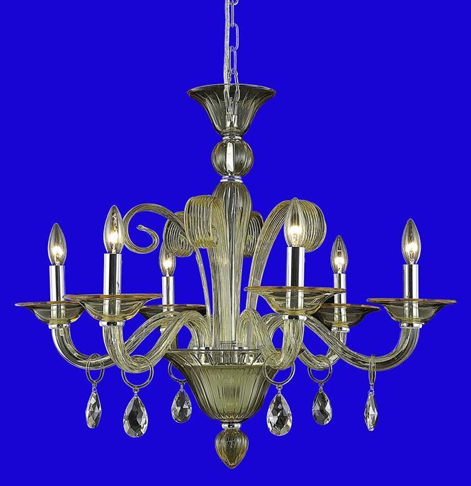 Muse Collection Chandelier D29in H23.5in Lt:6 Yellow Finish (Royal Cut Golden Shadow Crystals)