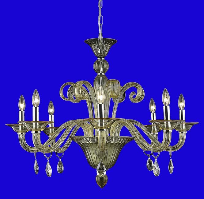 Muse Collection Chandelier D36in H28in Lt:8 Yellow Finish (Royal Cut Golden Shadow Crystals)