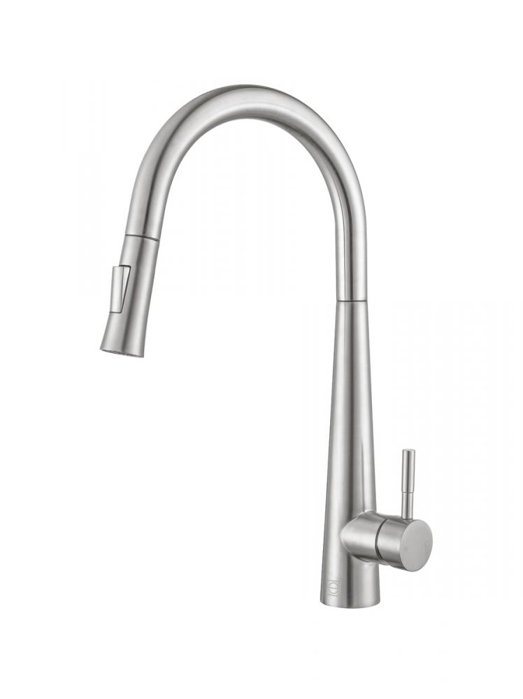 Lucas Single Handle Pull Down Sprayer Kitchen Faucet in Brushed Nickel