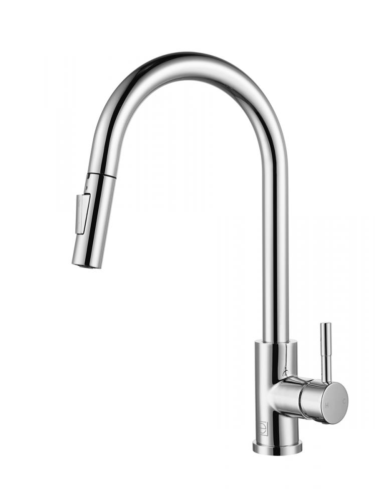 Jack Single Handle Pull Down Sprayer Kitchen Faucet in Chrome