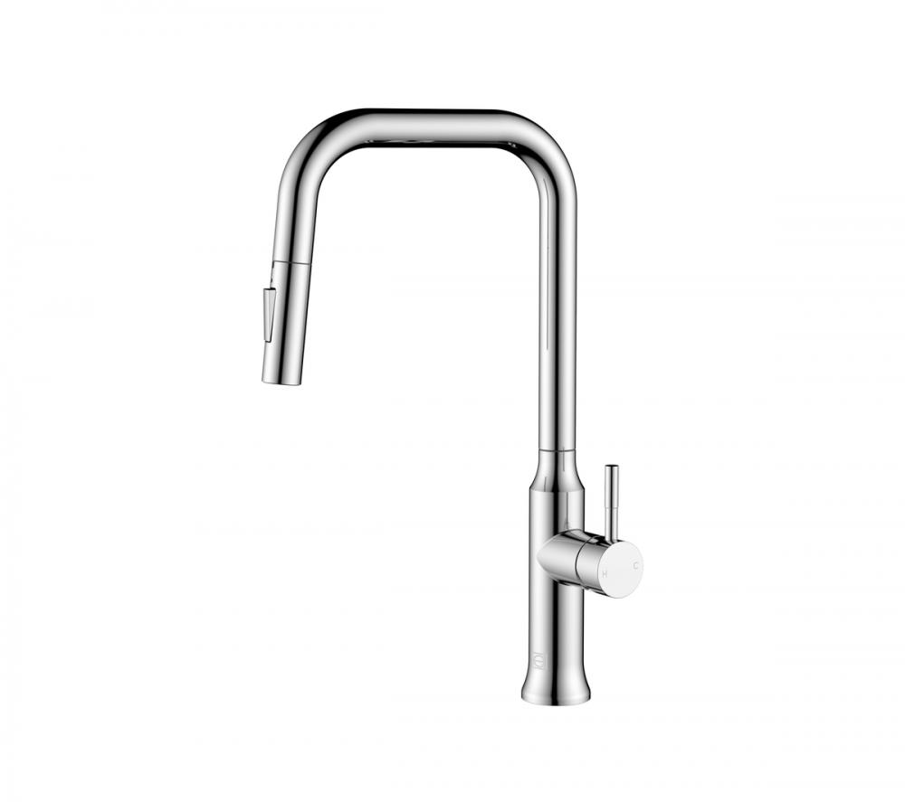 Noor Single Handle Pull Down Sprayer Kitchen Faucet in Chrome