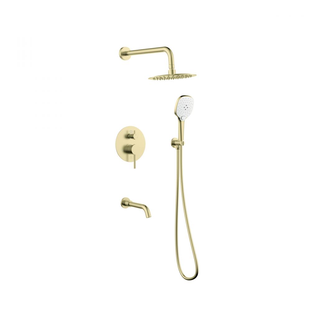 George Complete Shower and Tub Faucet with Rough-in Valve in Brushed Gold