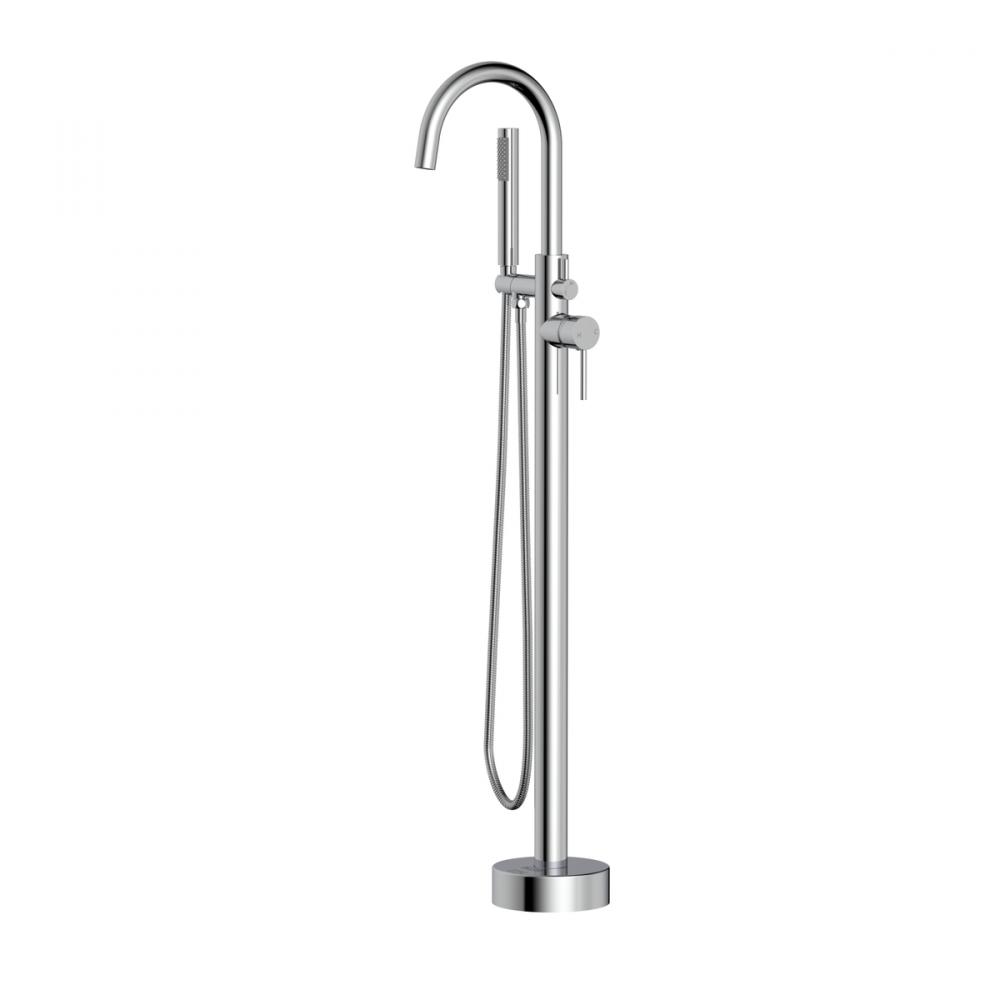 Steven Floor Mounted Roman Tub Faucet with Handshower in Chrome
