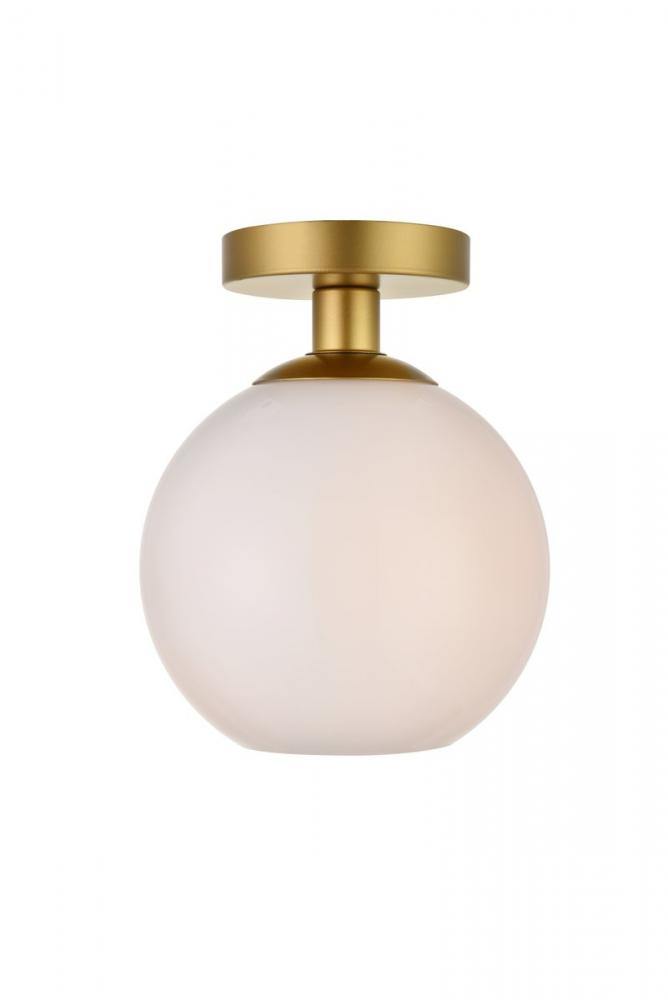 Baxter 1 Light Brass Flush Mount With Frosted White Glass