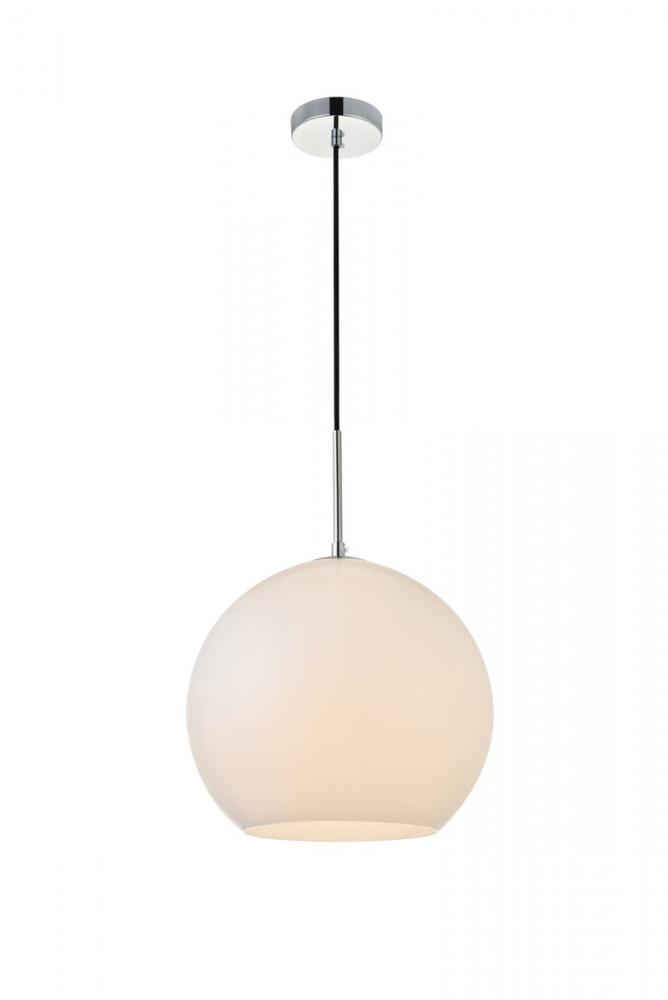 Baxter 1 Light Chrome Pendant with Frosted White Glass
