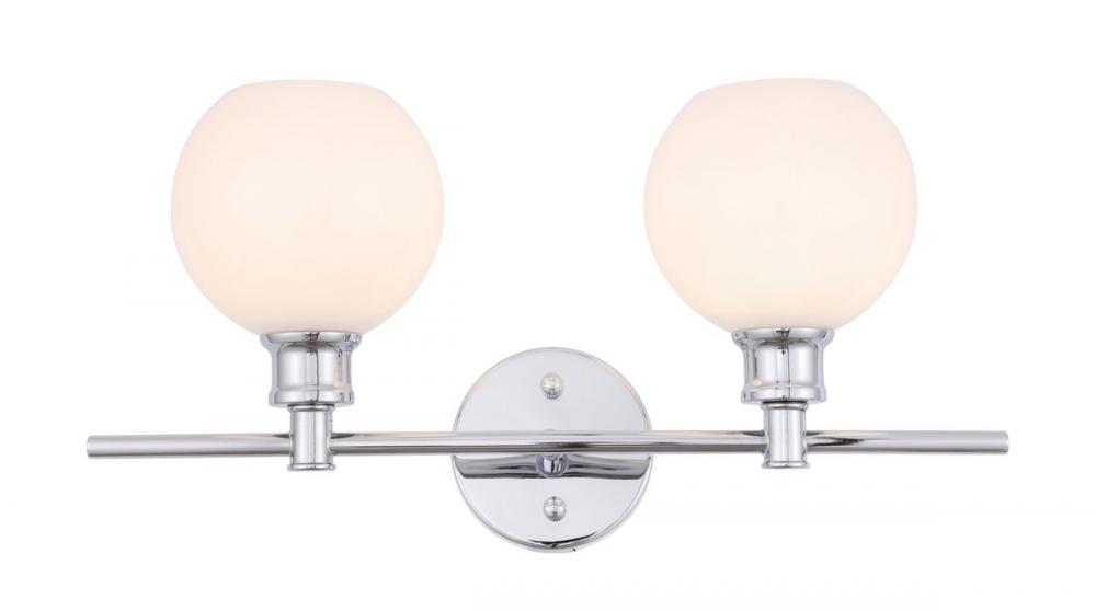 Collier 2 Light Chrome and Frosted White Glass Wall Sconce