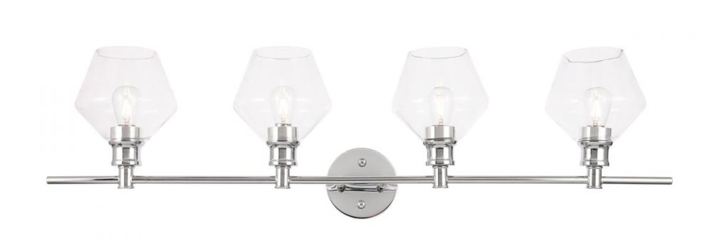 Gene 4 Light Chrome and Clear Glass Wall Sconce