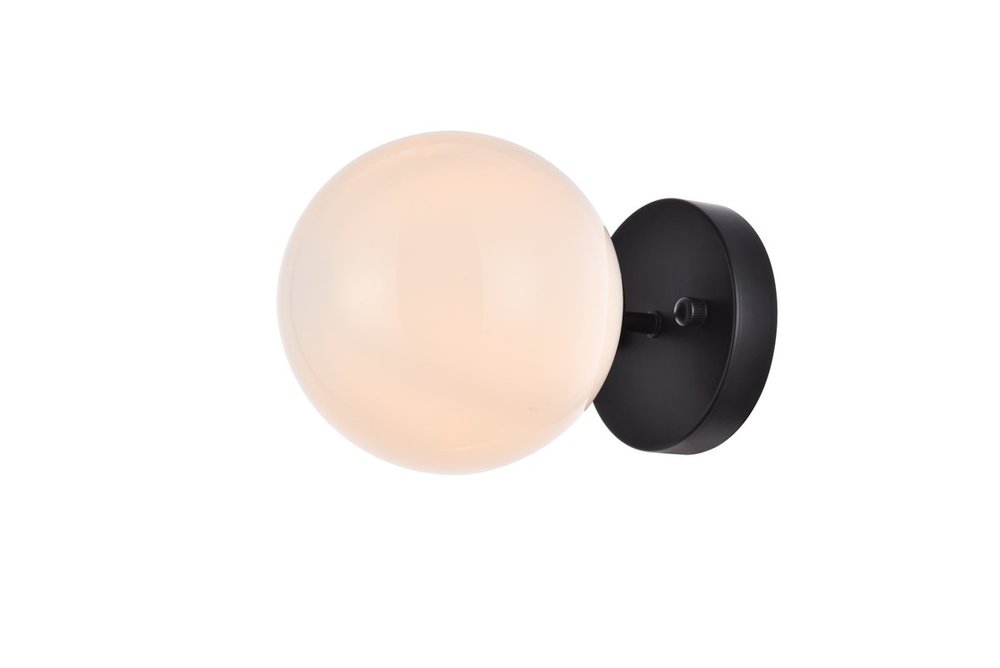 Mimi Six Inch Dual Flush Mount and Bath Sconce in Black with Frosted Glass
