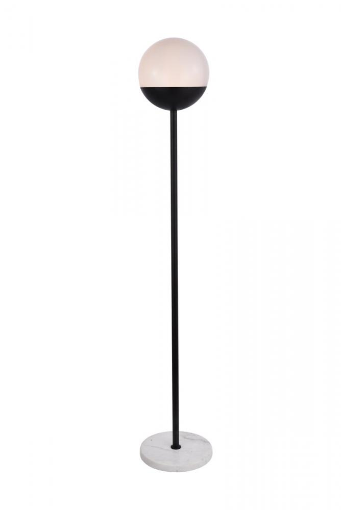 Eclipse 1 Light Black Floor Lamp with Frosted White Glass