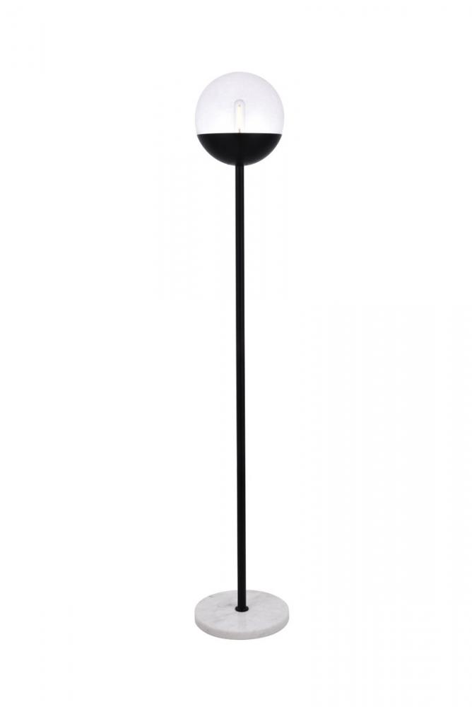 Eclipse 1 Light Black Floor Lamp with Clear Glass