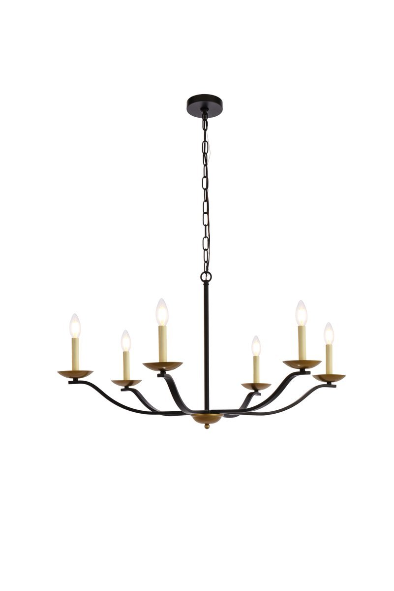 Trey 36 Inch Pendant in Black and Brass