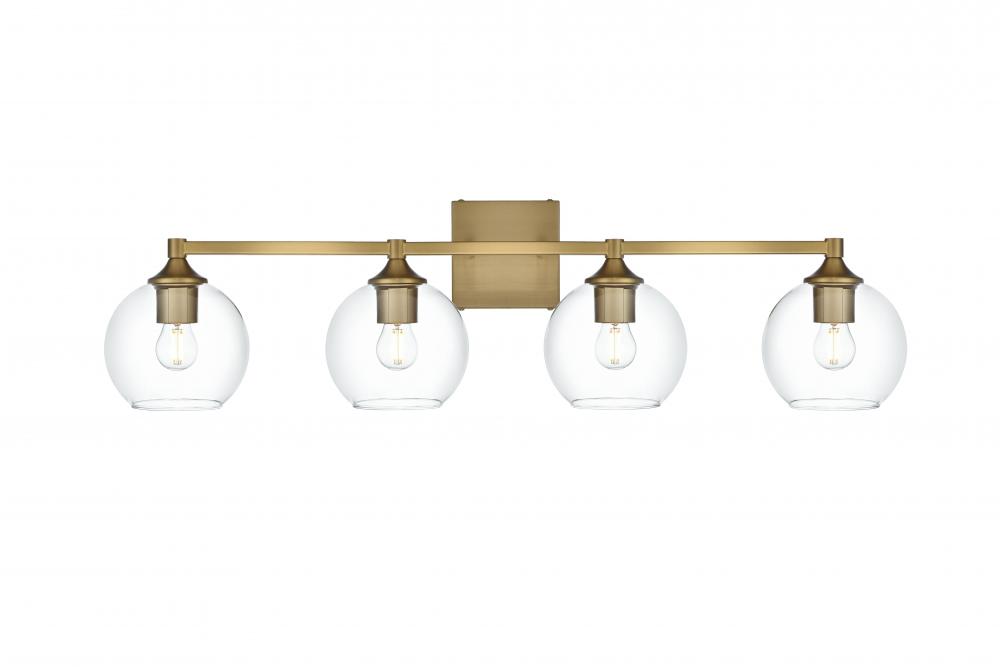 Wall sconce W32.8"x E7.6" x H8.9"L4 Satin Gold frame with Clear glass