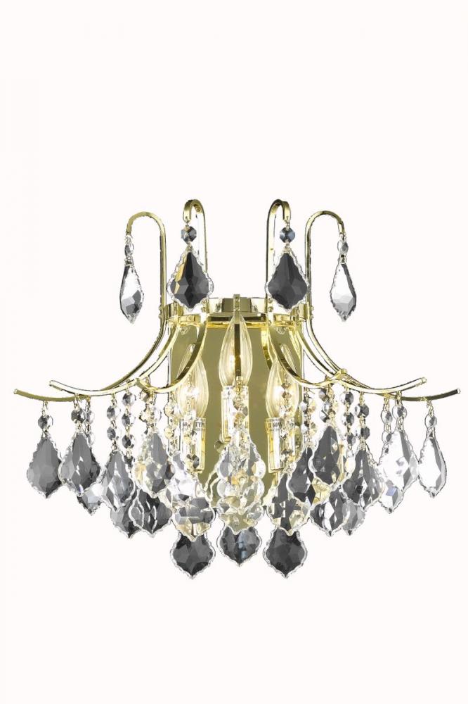 Amelia Collection Wall Sconce D16in H14in Lt:3 Gold Finish