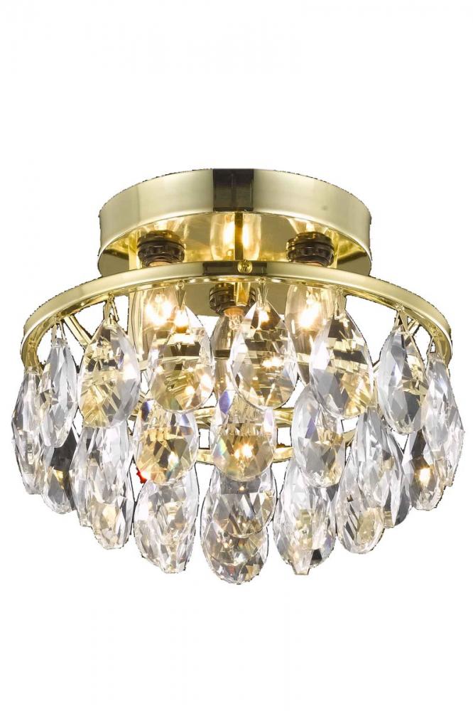 Clara Collection Flush Mount D10in H7in Lt:3 Gold Finish
