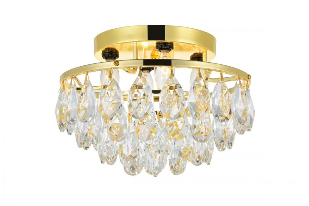 Clara Collection Flush Mount D14in H9in Lt:4 Gold Finish