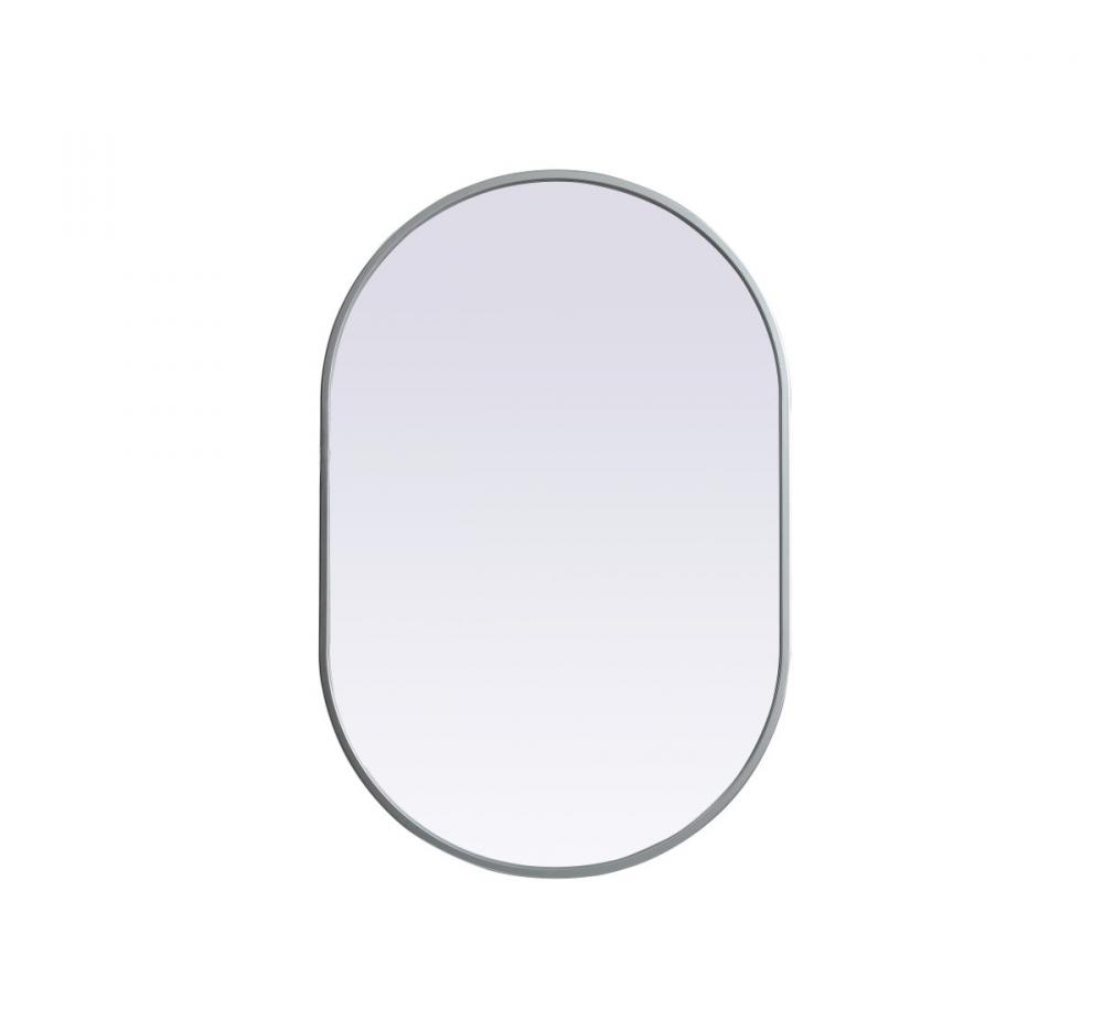 Metal Frame Oval Mirror 20x30 Inch in Silver