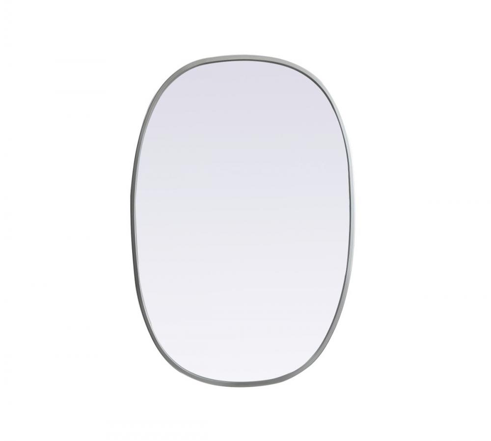 Metal Frame Oval Mirror 20x30 Inch in Silver