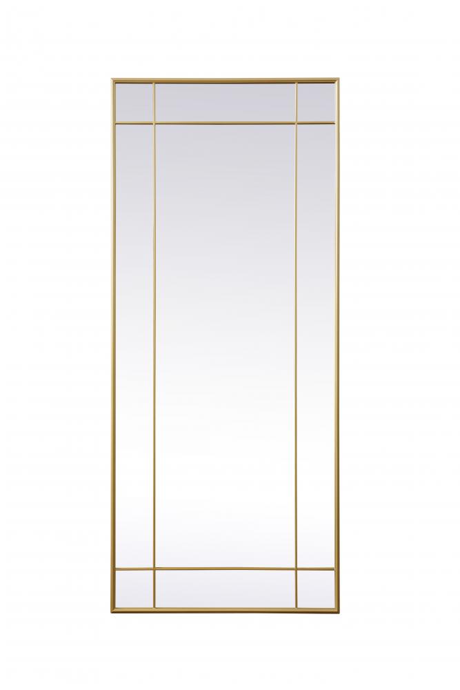 French Panel Full Length Mirror 30x70 Inch in Brass