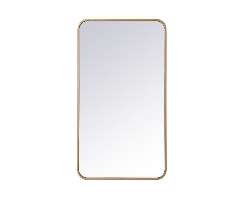 Soft Corner Metal Rectangular Mirror 20x36 Inch in Brass