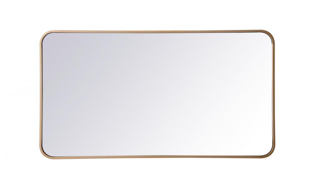 Soft Corner Metal Rectangular Mirror 22x40 Inch in Brass