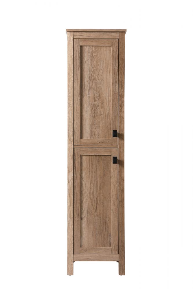 16 Inch Wide Bathroom Linen Storage Freestanding Cabinet in Natural Oak