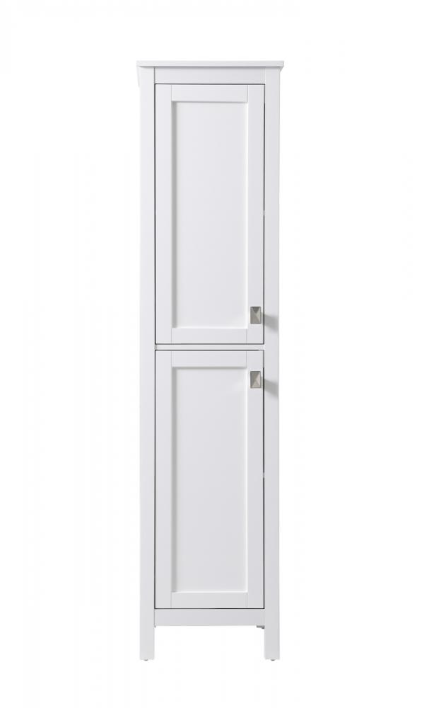 16 Inch Wide Bathroom Linen Storage Freestanding Cabinet in White