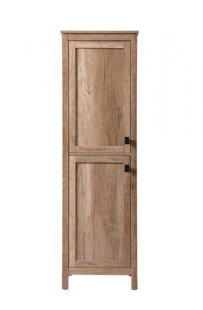 20 Inch Wide Bathroom Linen Storage Freestanding Cabinet in Natural Oak