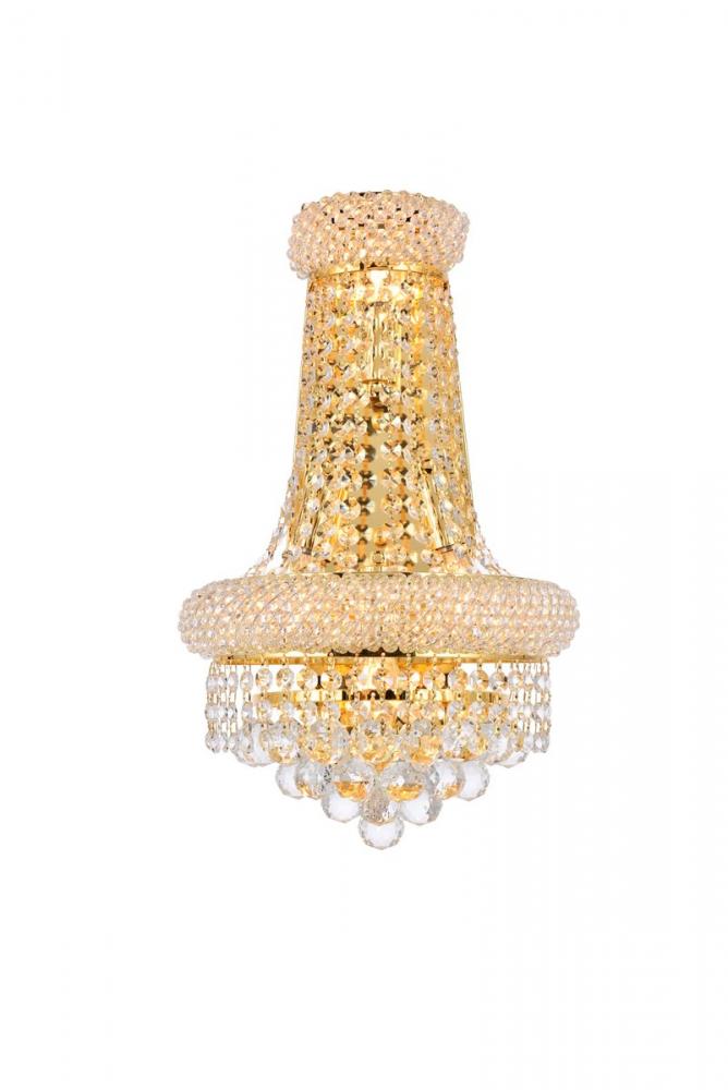 Primo 4 Light Gold Wall Sconce Clear Royal Cut Crystal