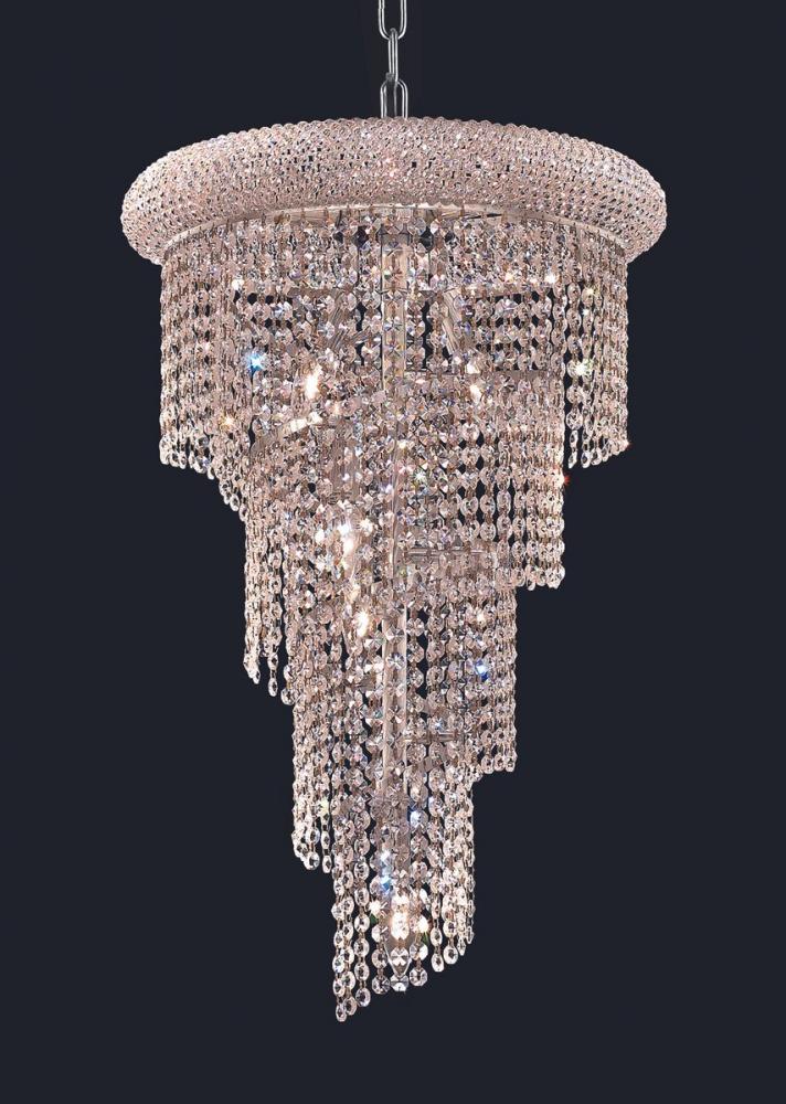 Spiral 8 Light Chrome Pendant Clear Royal Cut Crystal
