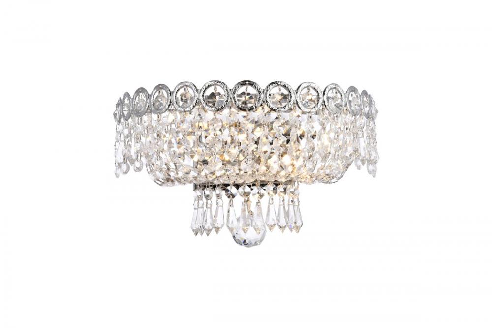 Century 3 light Gold Wall Sconce Clear Royal Cut Crystal