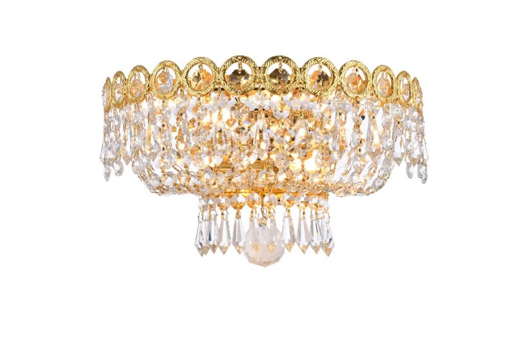 Century 2 Light Gold Wall Sconce Clear Royal Cut Crystal