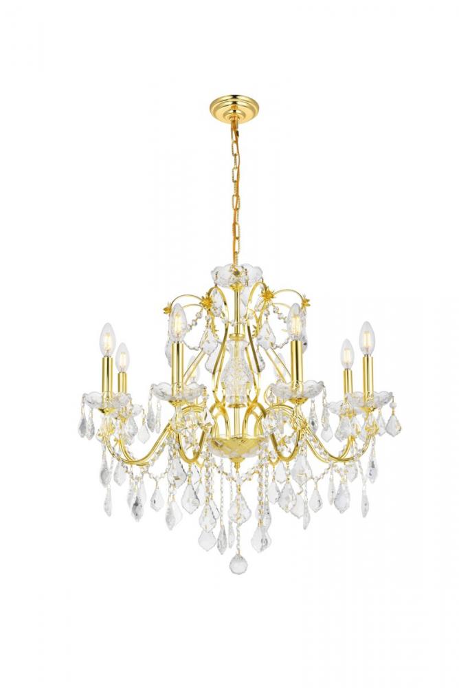 St. Francis 8 Light Gold Chandelier Clear Royal Cut Crystal