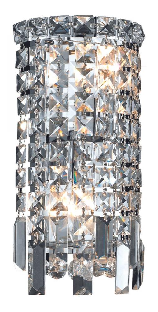 MaxIme 2 Light Chrome Wall Sconce Clear Royal Cut Crystal