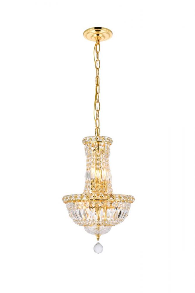 Tranquil 6 Light Gold Pendant Clear Royal Cut Crystal